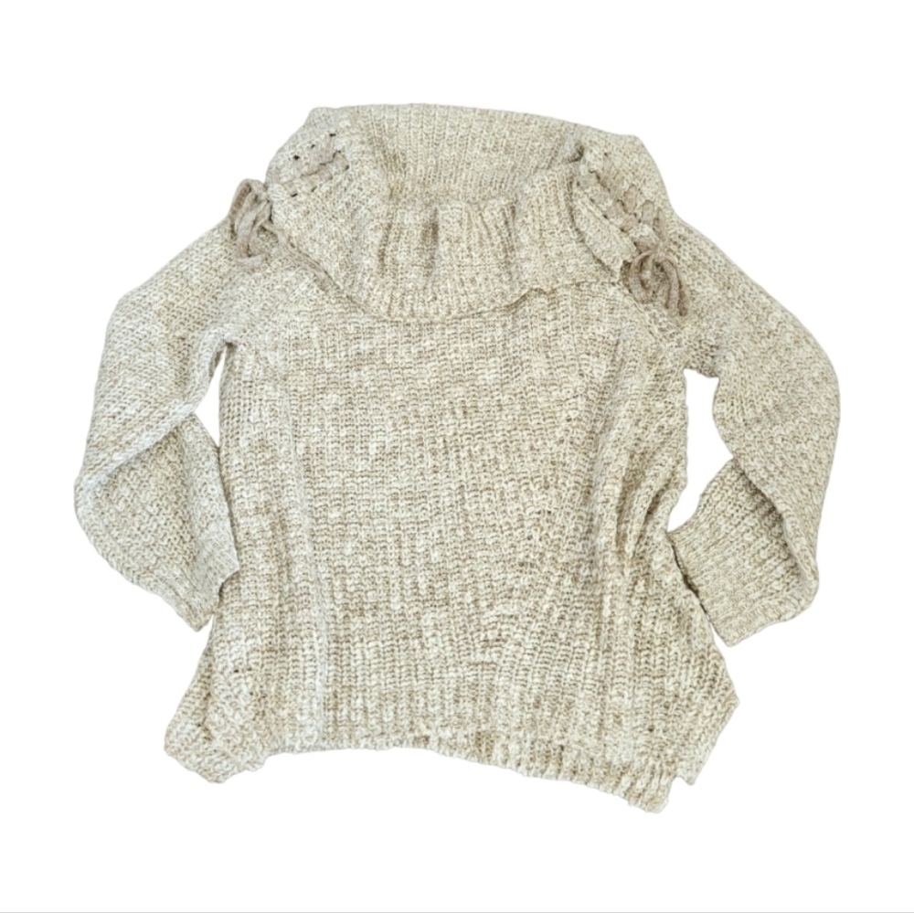 Umgee Chunky Cowl Tie Sweater Medium
